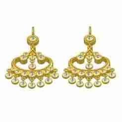 Womans Bezel Diamond Drop Chandelier Earring