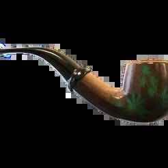 Wooden Smoking Pipe with Cannabis Leaf Engraving
