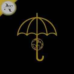 World under umbrella - Line Art - 2D Wall Art Decor