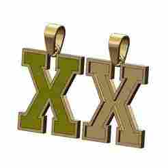 X enamel varsity letter sports letterman jersey pendant charm 3D print model