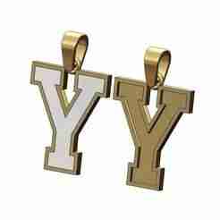 Y enamel varsity letter sports letterman jersey pendant charm 3D print model