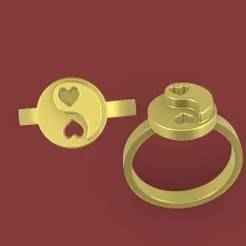Yin Yang Heart Love Ring - 3D Print STL