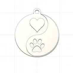 Yin yang keychain - Heart and fingerprint