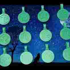 ♻️ Zodiac Pendant - Dual-Sided STL Design (12 Signs) ♻️ Zodiac Pendant - Dual-Sided STL Design (12 Signs)