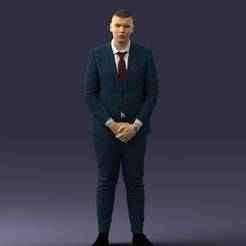 000298 Businessman in Blue Suit with Red Tie 1016