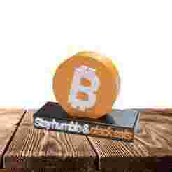 Bitcoin Statue Desktop Logo "Stay humble & stack sats"