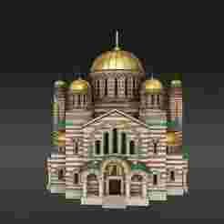 Byzantine Cathedral with Golden Domes – 3D Printable Model