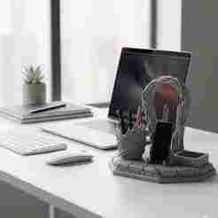Cults3D Listing – Gothic Stone Harmony – 3D Desk Organizer Set