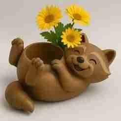 Cute Raccoon Planter Bowl