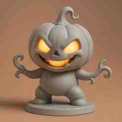 🎃 Devil Warrior Baby 3D Model | Halloween Pumpkin Head Showpiece & Keychain | Cute Evil Figurine