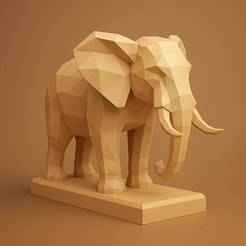 Elephant Statue Low Poly 3D Model