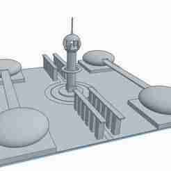 Futuristic and minimal city miniature with a skyscraper