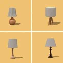 Miniature Lamp Shade and Lamp Base 4 style (cable hole) 1/12 Scale Dollhouse Furniture