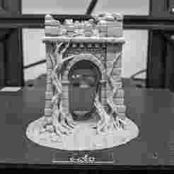 Ruined Medieval Gate with Ancient Roots – 3D Printable Terrain