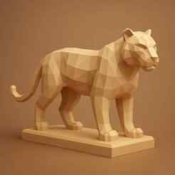 Tiger Statue Low Poly 3D Model