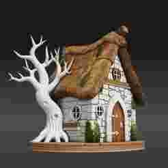 Whimsical Stone Cottage – Fantasy Woodland House 3D Model for Printing