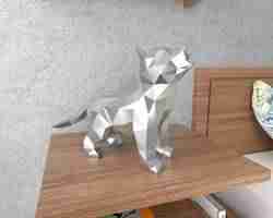 Husky Köpek Dekoratif Heykel Lowpoly