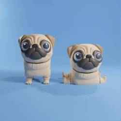 PUG KÖPEK FLEXI - EKLEMLI - STL &amp; 3MF ÇOK RENKLI