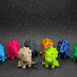 Cute Mini Triceratops + Keychain
