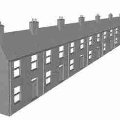 3D Perspective terraced house row left hand 1/76 to 1/152 scale