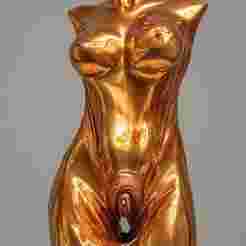 Abstract Beauty in Copper: The Seamless Aesthetic and Intricate Feminine Details of This Torso Contrast Elegantly with its Smooth, Polished Surface