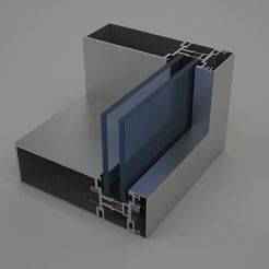 Aluminum Window Frame Section with Double Glass – 3D Printable Model