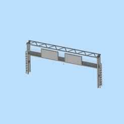 Digital model of billboard with pedestrian inspection channel at urban building crossing
