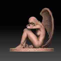 Fallen Angel Sitting STL Model for CNC and 3D Printing