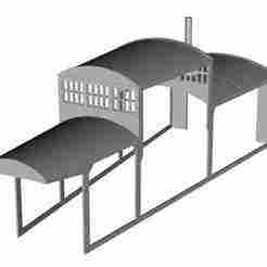 French Type G roundhouse building middle section through 24 road type 1/160 scale