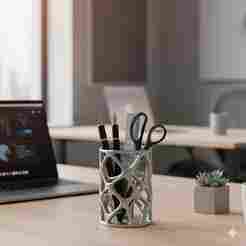 Generative Design Pen Holder | Futuristic Desk Organizer for 3D Printing