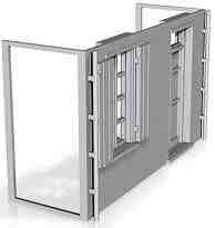 House front module,rendered, open shutters with door on right 1/152 scale
