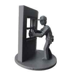 "Low-Poly Window Installer Scale Model Worker 3D Figure"