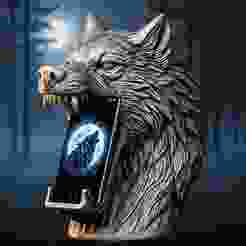 Lunar Sentinel: Free Wolf Head Phone Dock (3D Printable)