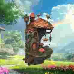 Magic forest house with birds - 3D Model