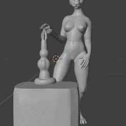 Mia and her favorite toy | Anthro Cat Sculpture