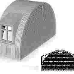Nissen Hut module Brick end section no windows with windows on both sides 1/87 scale
