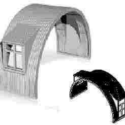 Nissen Hut module Mid section with door and window on sides 1/76 scale