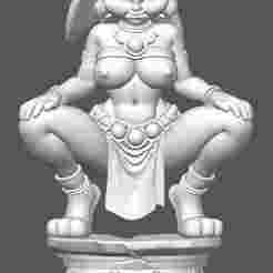 No Tail Human Girl Bunny Ears Squat Tribal Outfit