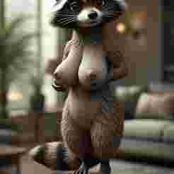 nude female perky nipples shy curious big tits fat pussy rocket racoon sexy tail ass belly