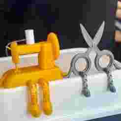 Sewing Machine & Scissors Flexi Sitting Models – 3D Printable Home Decor