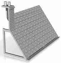 slate tile roof shop/house, brick version  chimney on left 1/87 scale