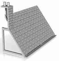 slate tile roof shop/house, stone version chimney on left 1/152 scale