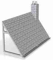 slate tile roof shop/house, stone version chimney on right 1/152 scale