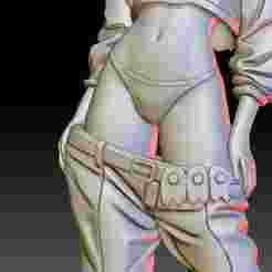 Streetwear Darling – Stylized Anime Waifu Bust with Crop Top & Baggy Pants – 3D Print Statue