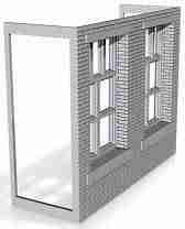 TALL WAREHOUSE upper wall with windows (brick version)  1/76 scale