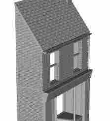Terrace Shop Brick (Flemish bond) Door in centre, chimney on right 1/87 scale