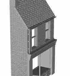 Terrace Shop Brick (Flemish bond) Door on left, chimney on left 1/87 scale
