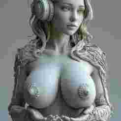 ultra HD 4k tech elf girl controller headphone holder nude sexy boobs big nipples texture gamer