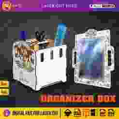 Wooden box and mirror cosmetic files laser box Organizer Barber supplies brush scissors razor razor with compartments Mirror