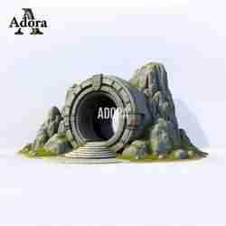 stone portal with rocky landscape 3d model